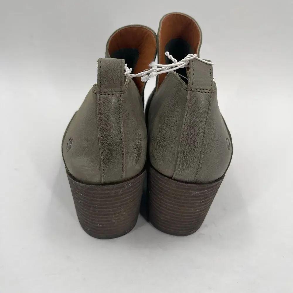 Lucky Brand Boots Size 9 Women's Branndi Bootie Ankle Leather Green/Taupe Heel